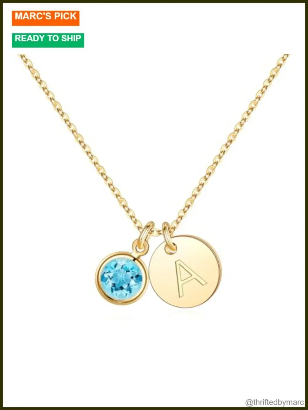 Initial Birthstone Necklace for Women, Dainty Pendant, Nickel-Free Gold Plated,